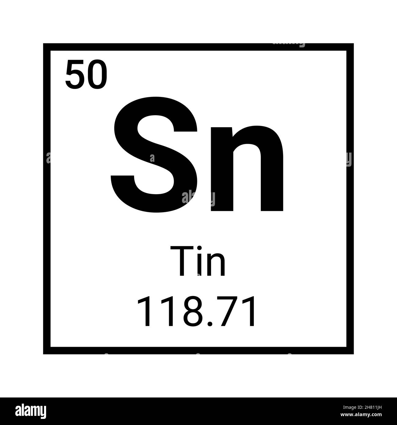 Tabella della scienza di fusione chimica dell'elemento di stagno mendeleev chimica vettoriale Illustrazione Vettoriale