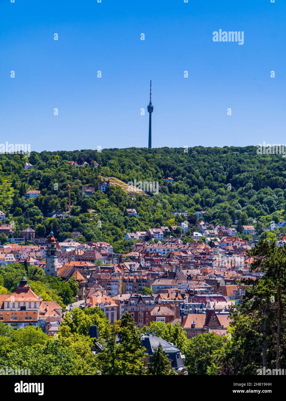 Aereo Stuttgart, Germania vista della città con vista da Karlshöhe Foto Stock