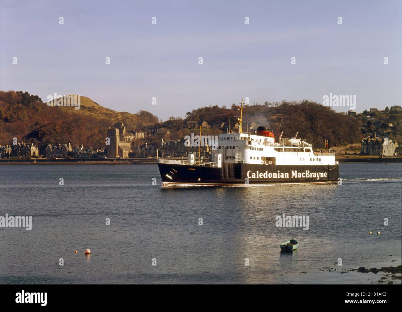 MV Columba partenza Oban Bay anni '80 Foto Stock