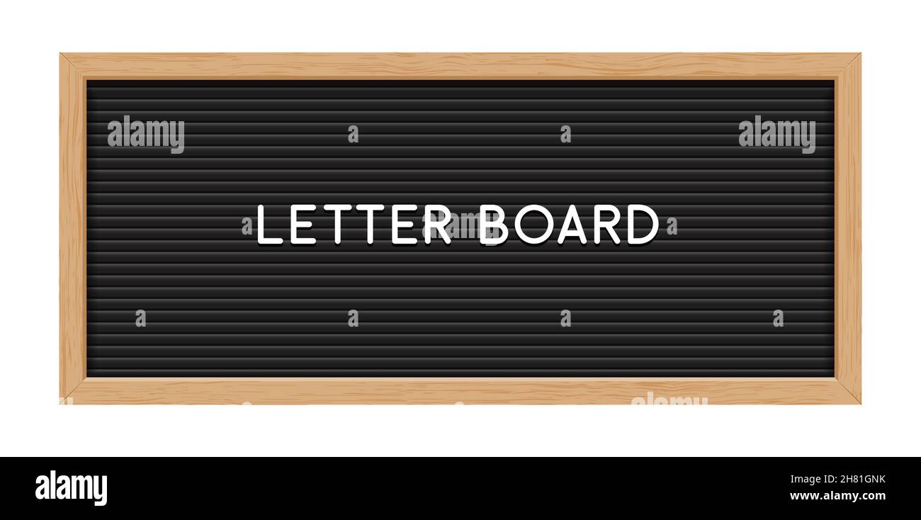 Letter board nero isolato parola sfondo frame messaggio vettore vintage letterboard segno alfabeto Illustrazione Vettoriale