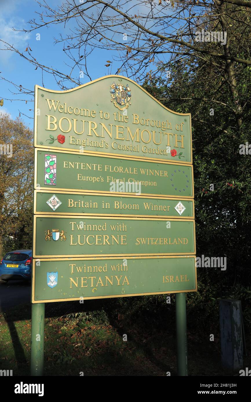 Benvenuto a Bournemouth segno Foto Stock
