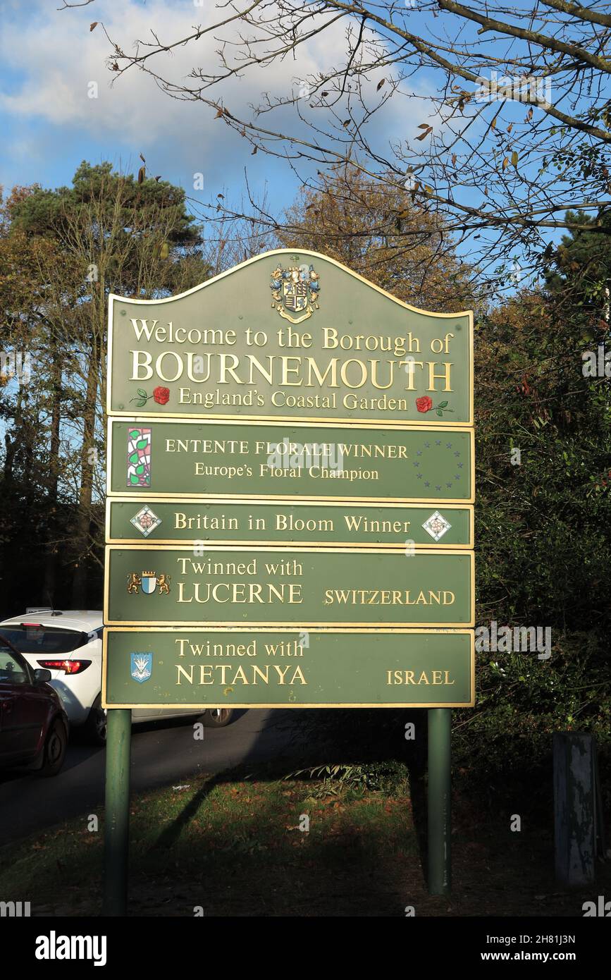 Benvenuto a Bournemouth segno Foto Stock