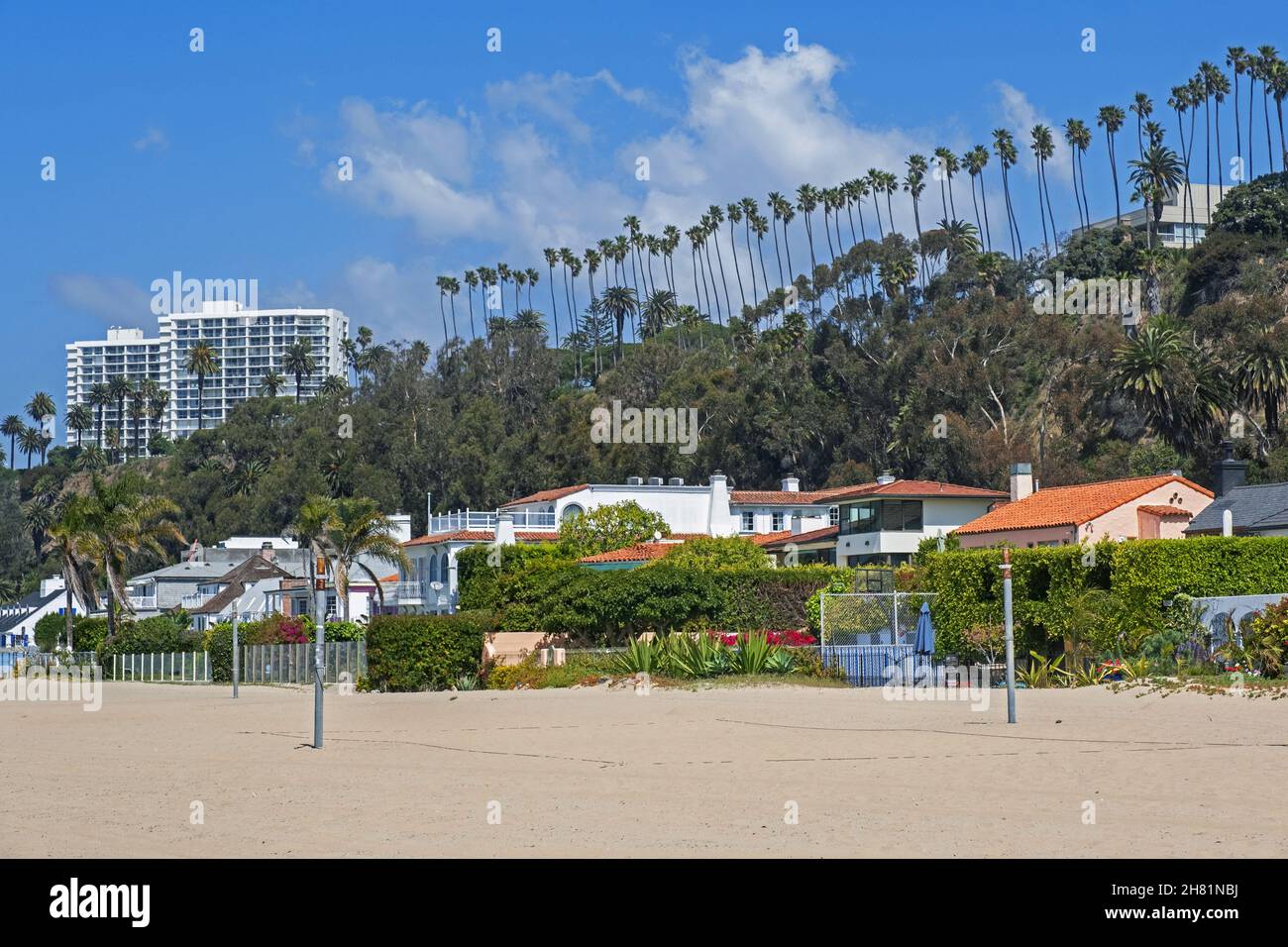 Case sulla spiaggia di celebrità a Pacific Palisades, quartiere nella regione Westside di Los Angeles, California, Stati Uniti / Stati Uniti d'America Foto Stock