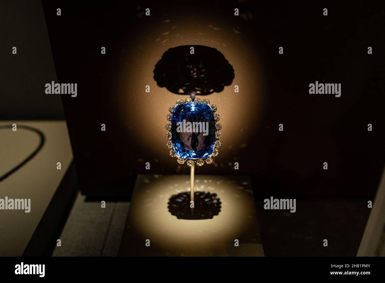 Gioielli Blue Sapphire Gem nel Museo Smithsonian Foto Stock