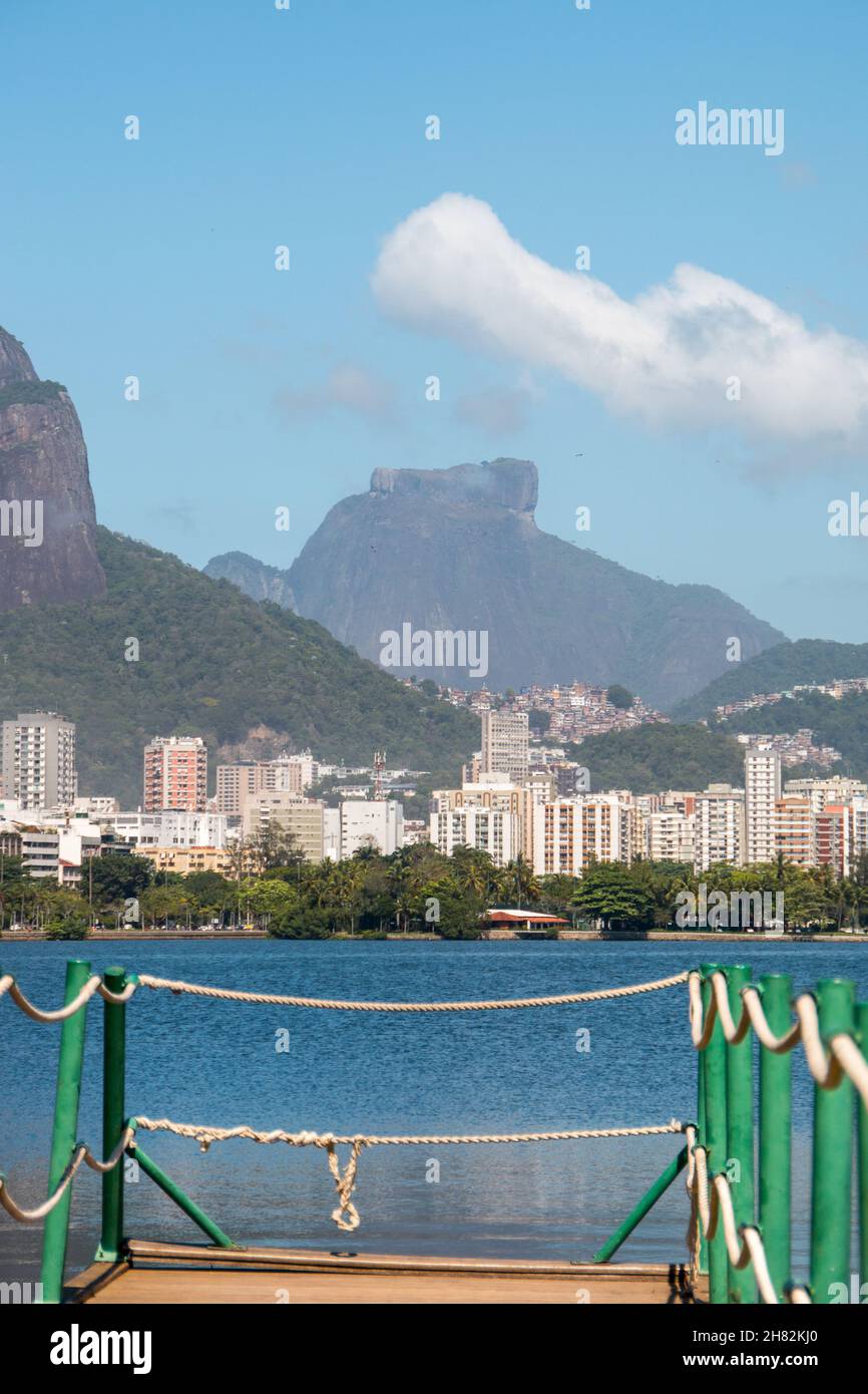 la laguna di rodrigo de freitas a Rio de Janeiro. Foto Stock