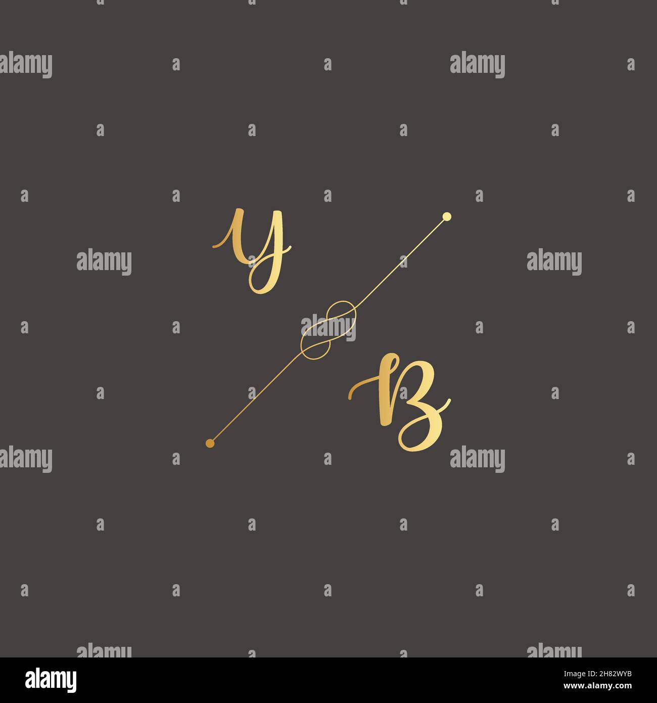 YB iniziali lettera alfabeto acquerello logo marchio collezione set, modello di logotipo femminile in elegante stile artistico. Design femminile con logo di lusso Illustrazione Vettoriale