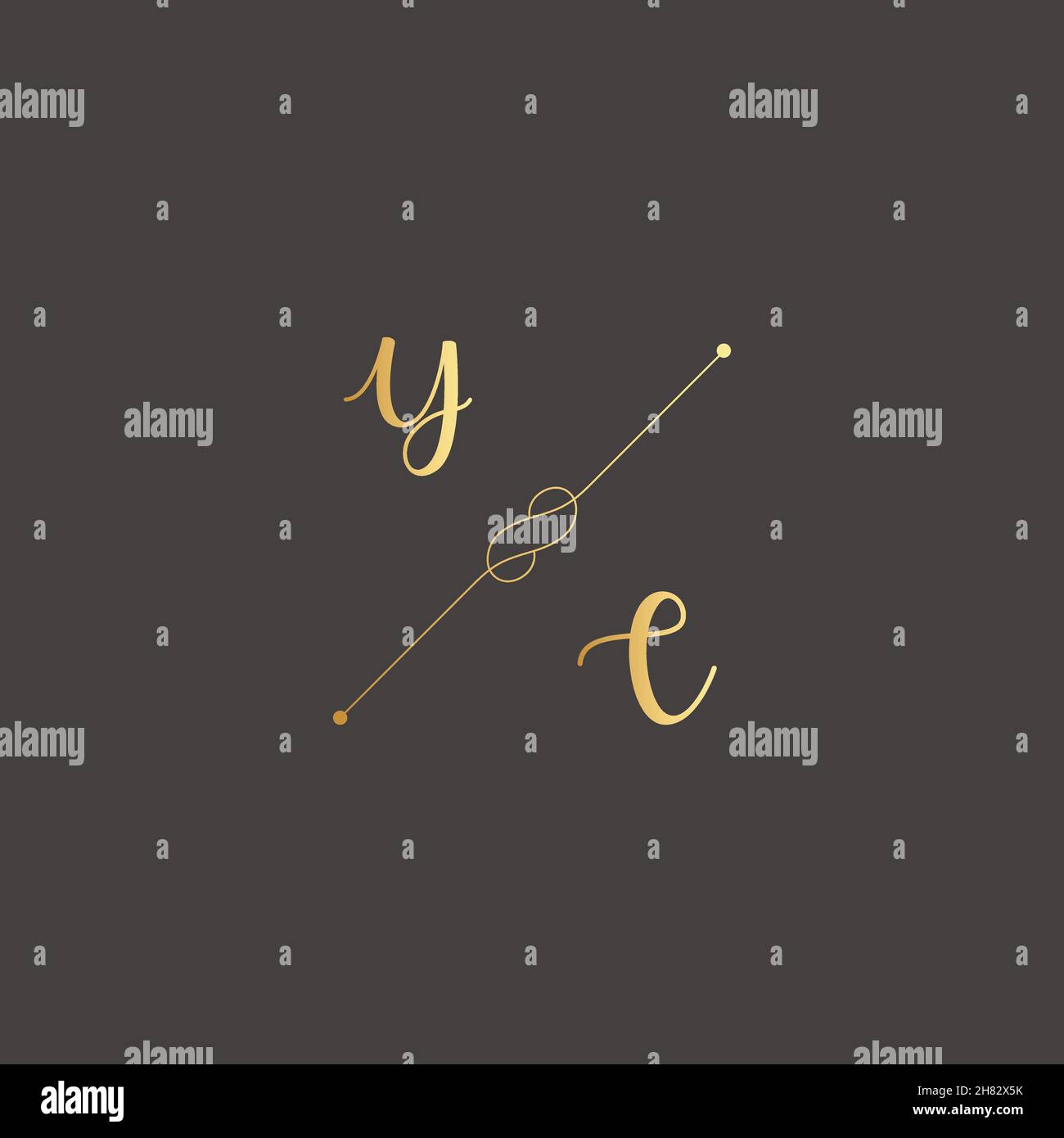 YC iniziali lettera alfabeto acquerello logo marchio collezione set, modello di logotipo femminile in elegante stile artistico. Design femminile con logo di lusso Illustrazione Vettoriale