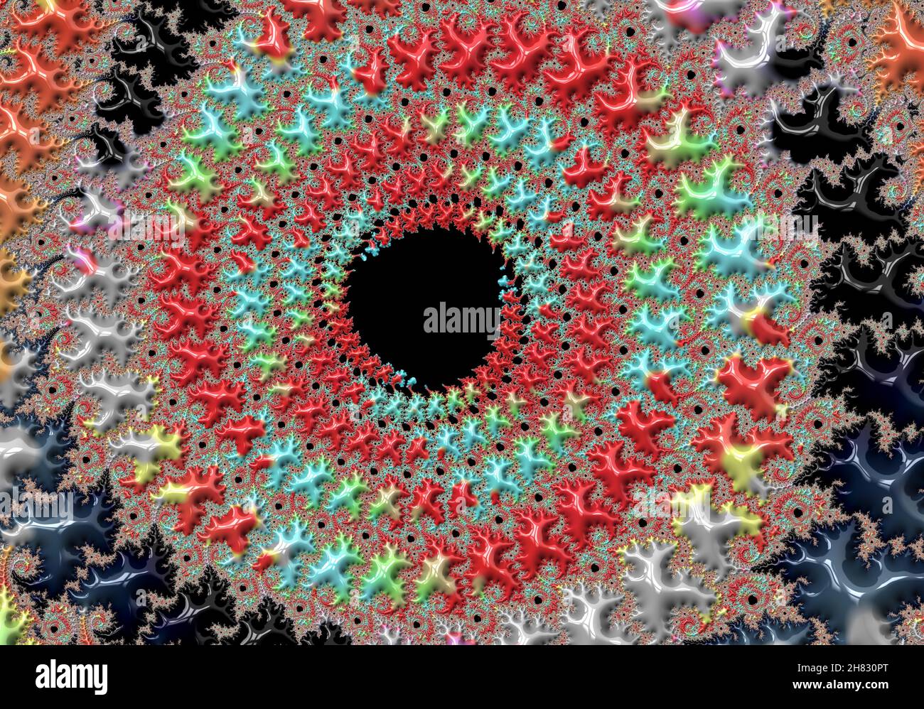 Sfondo circolare floreale astratto generato automaticamente utilizzando il frattale Foto Stock