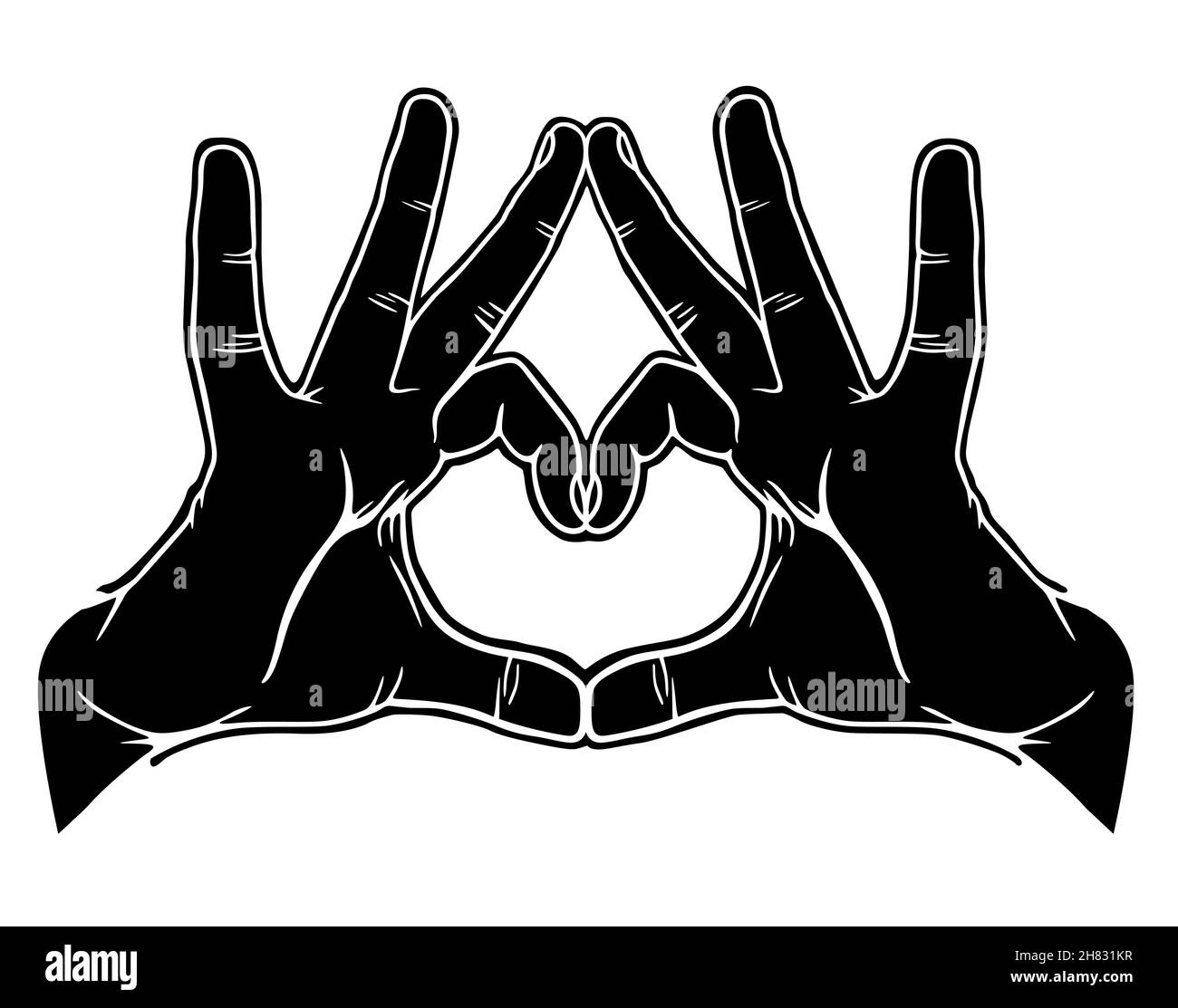Mani amore simbolico, illustrazione vettoriale Illustrazione Vettoriale