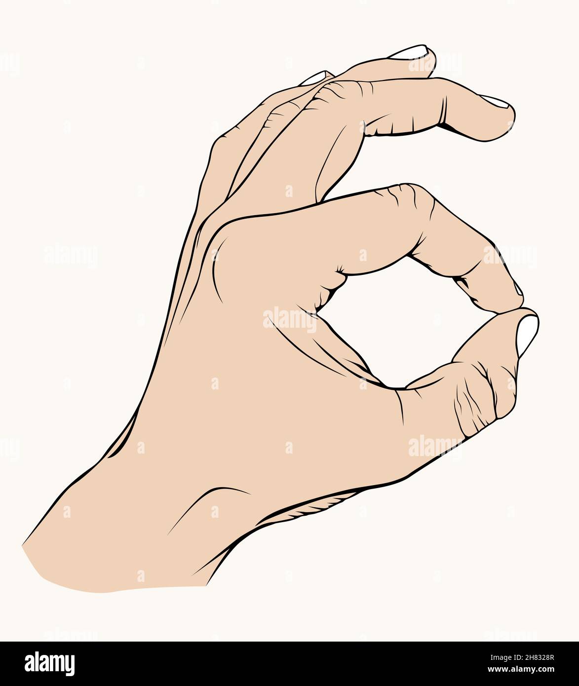 Mano con simbolico, buono, bello, migliore, cuoco Illustrazione Vettoriale