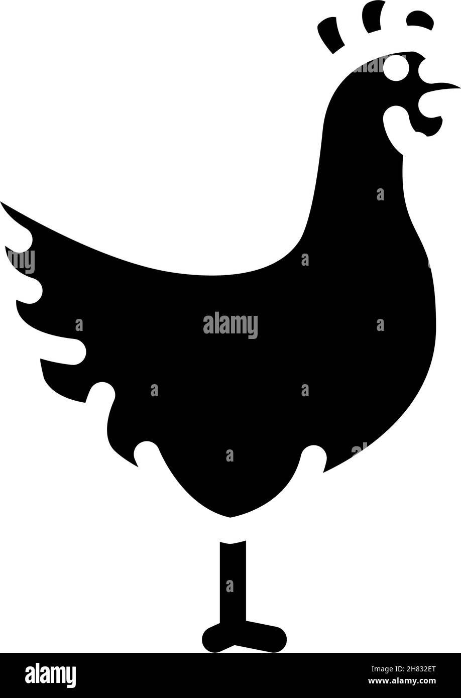 illustrazione del vettore dell'icona glifo dell'uccello della fattoria del pollo Illustrazione Vettoriale