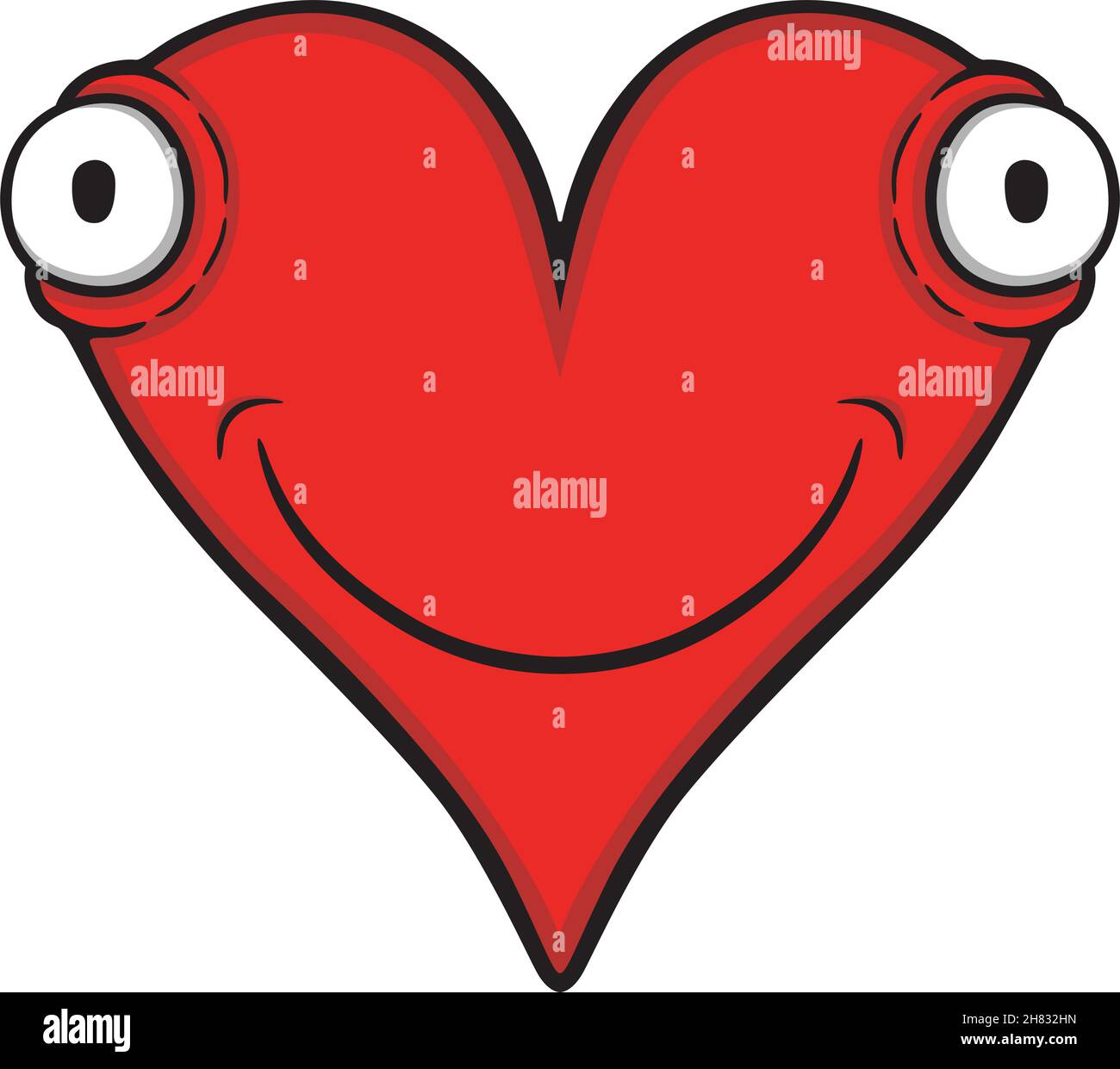 Cuore rosso con sorriso, illustrazione vettoriale Illustrazione Vettoriale