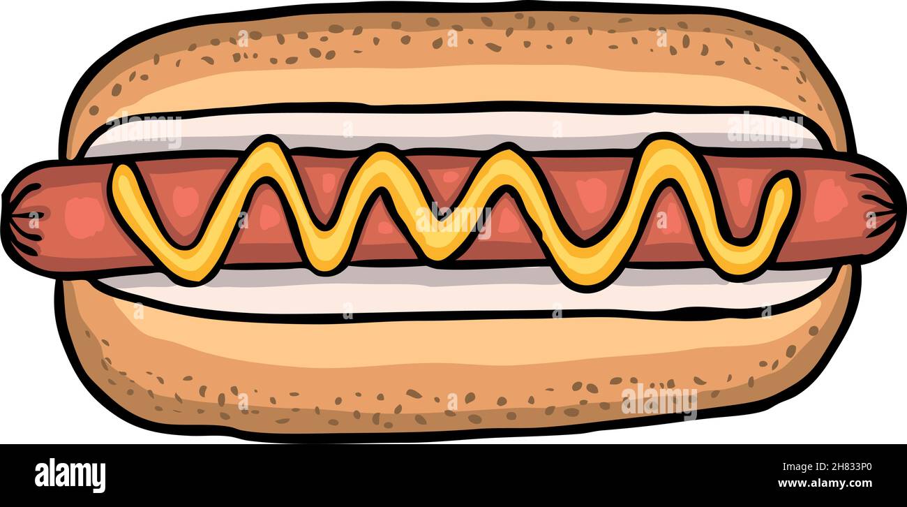 Hot dog dipinto, illustrazione vettoriale Illustrazione Vettoriale