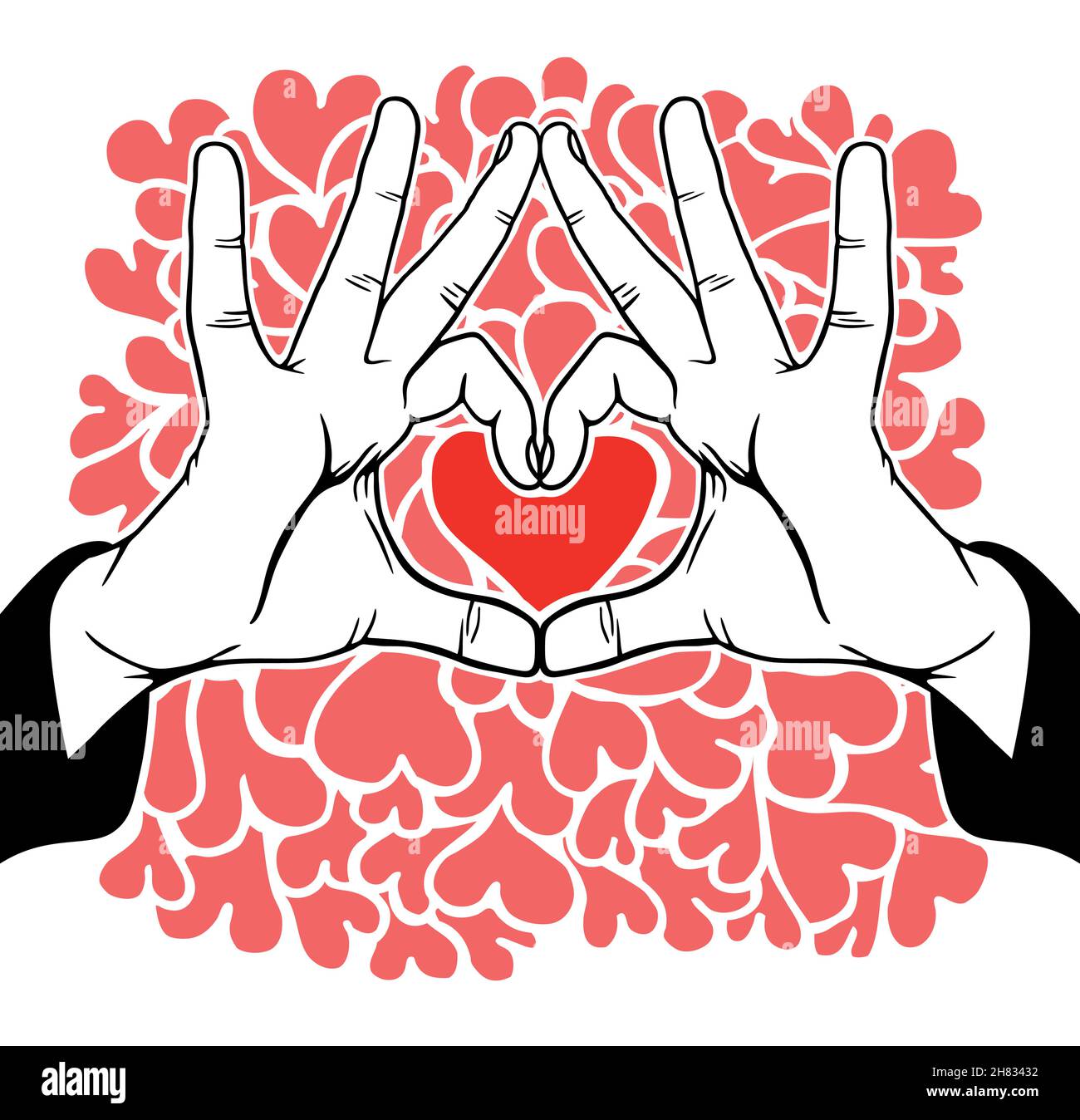 Mani amore simbolico, illustrazione vettoriale Illustrazione Vettoriale