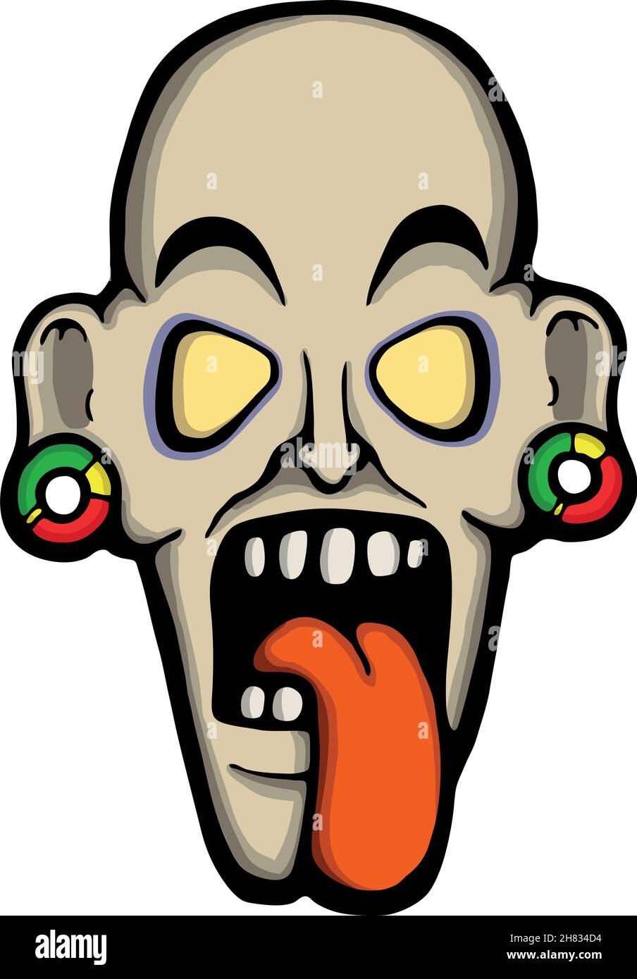 Faccia brutta zombie, illustrazione vettoriale Illustrazione Vettoriale