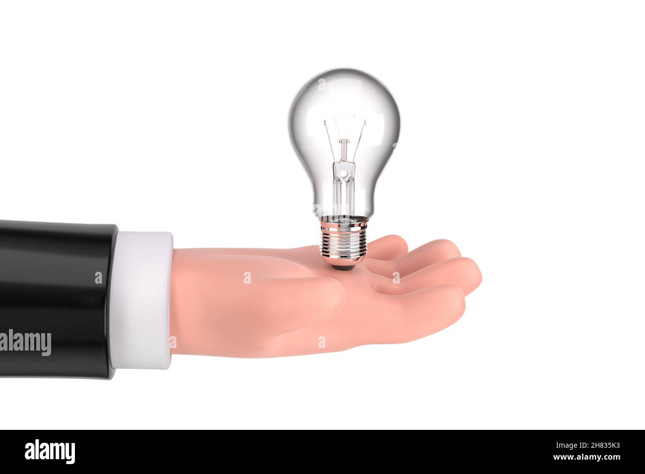 Lampada da tenuta cartoon su sfondo bianco. Rendering 3d Foto Stock