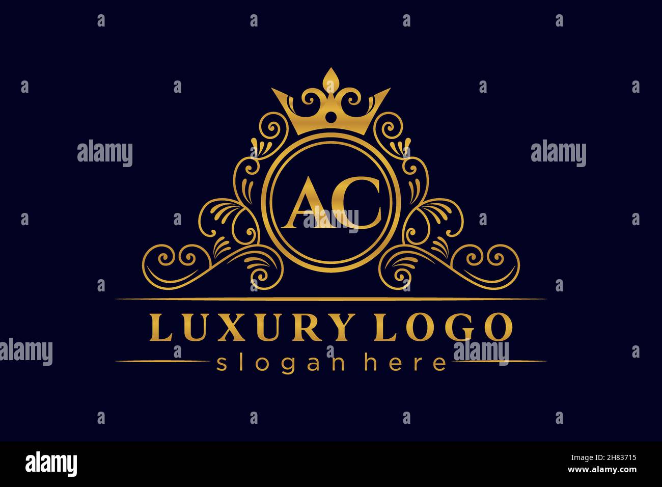 AC Initial Letter Oro calligrafico femminile floreale a mano disegnato araldico monogramma antico vintage stile lusso logo design Premium Illustrazione Vettoriale