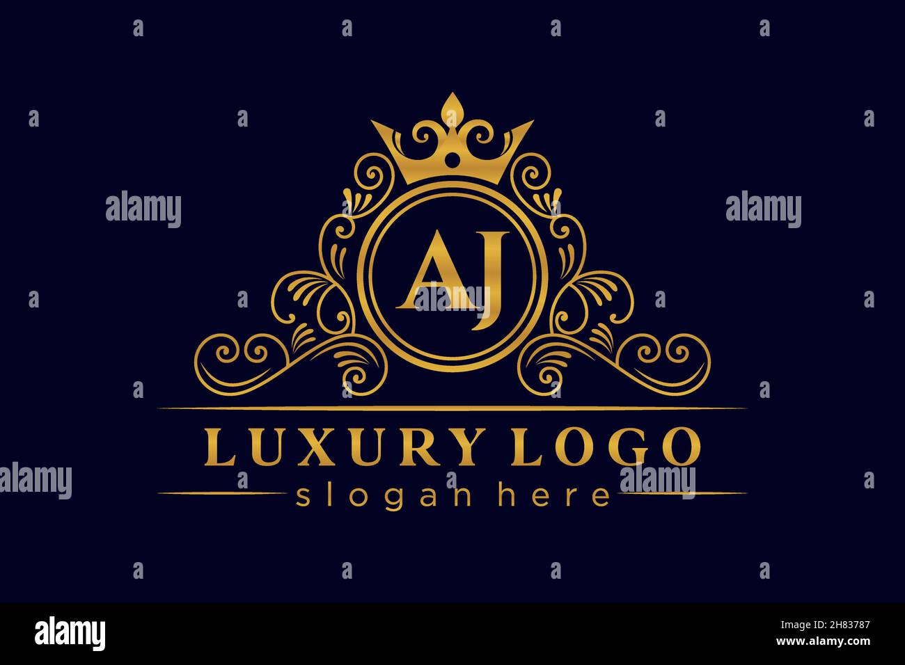 AJ Initial Letter Oro calligrafico femminile floreale a mano disegnato araldico monogramma antico vintage stile lusso logo design Premium Illustrazione Vettoriale