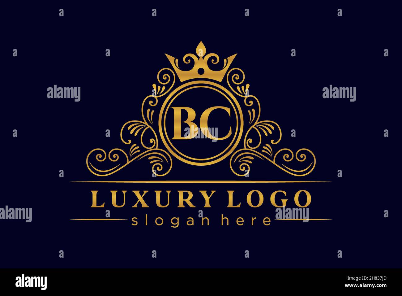 BC Initial Letter Oro calligrafico femminile floreale a mano disegnato araldico monogramma antico vintage stile lusso logo design Premium Illustrazione Vettoriale