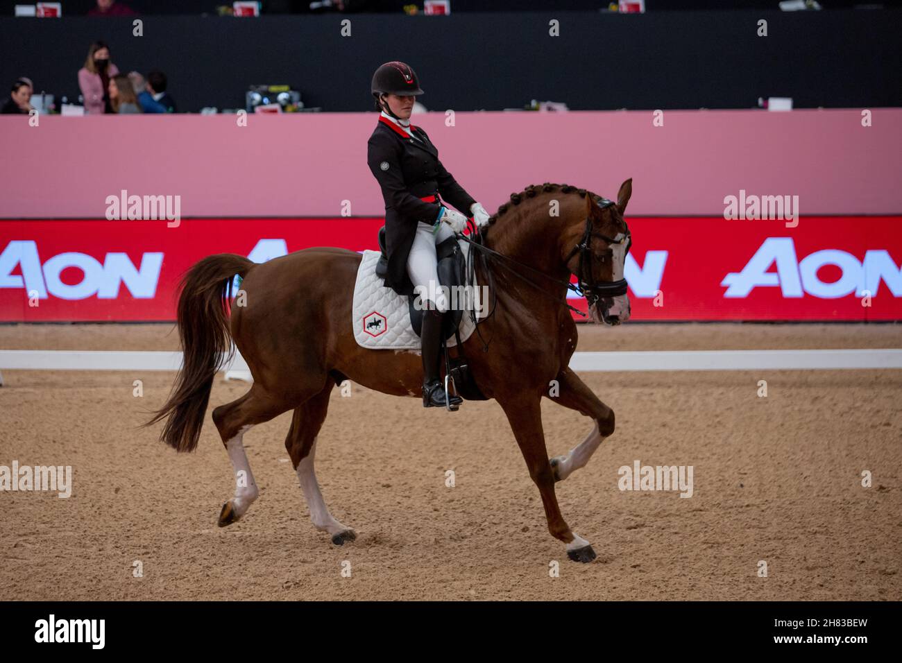 Madrid, Spagna. 26 novembre 2021. Thamar Zweistra durante la Coppa del mondo di dressage FEI Grand Prix breve Trofeo Grupo Eulen alla settimana dei cavalli Ifema di Madrid celebrata a Madrid. 26 novembre 2021 (Foto di Juan Carlos García Mate/Pacific Press/Sipa USA) Credit: Sipa USA/Alamy Live News Foto Stock