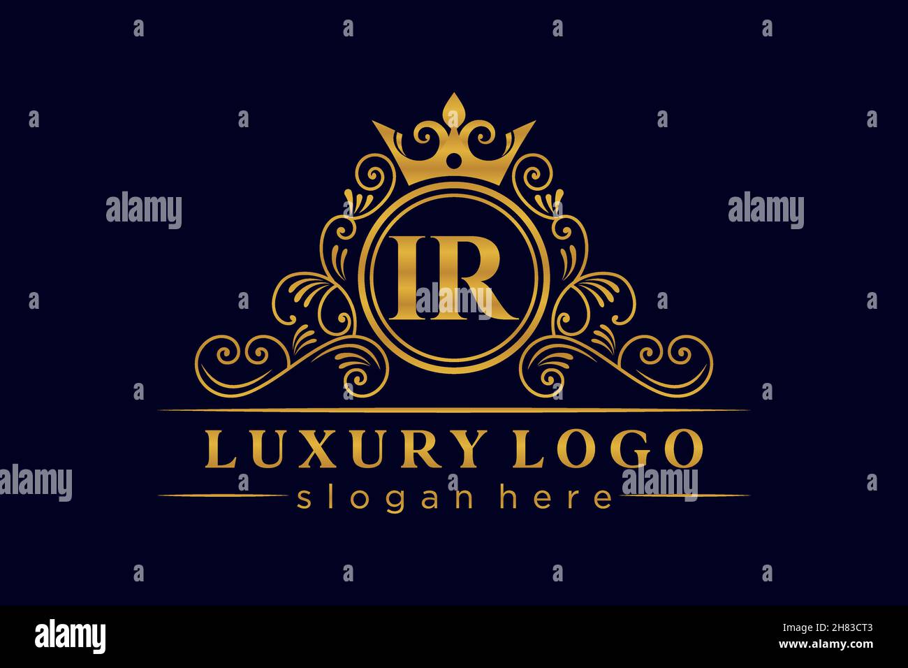 IR Initial Letter Oro calligrafico femminile floreale a mano disegnato araldico monogramma antico vintage stile lusso logo design Premium Illustrazione Vettoriale