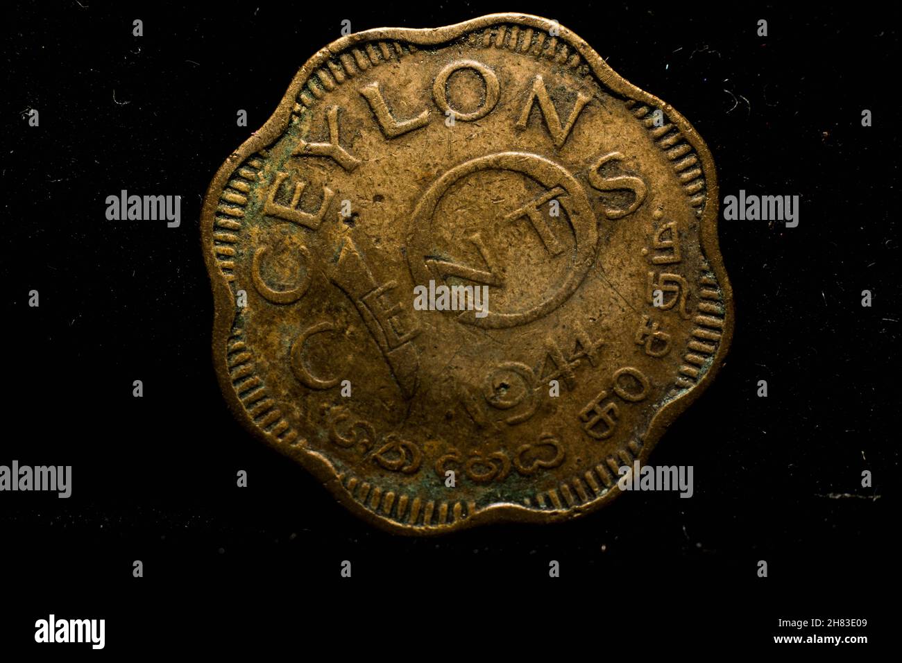 Immagine ravvicinata della vecchia moneta da 10 cent. Foto Stock