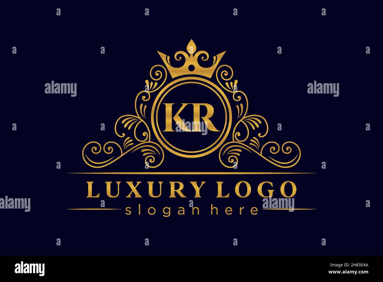 KR Initial Letter Oro calligrafico femminile floreale a mano araldico monogramma antico vintage stile lusso logo design Premium Illustrazione Vettoriale