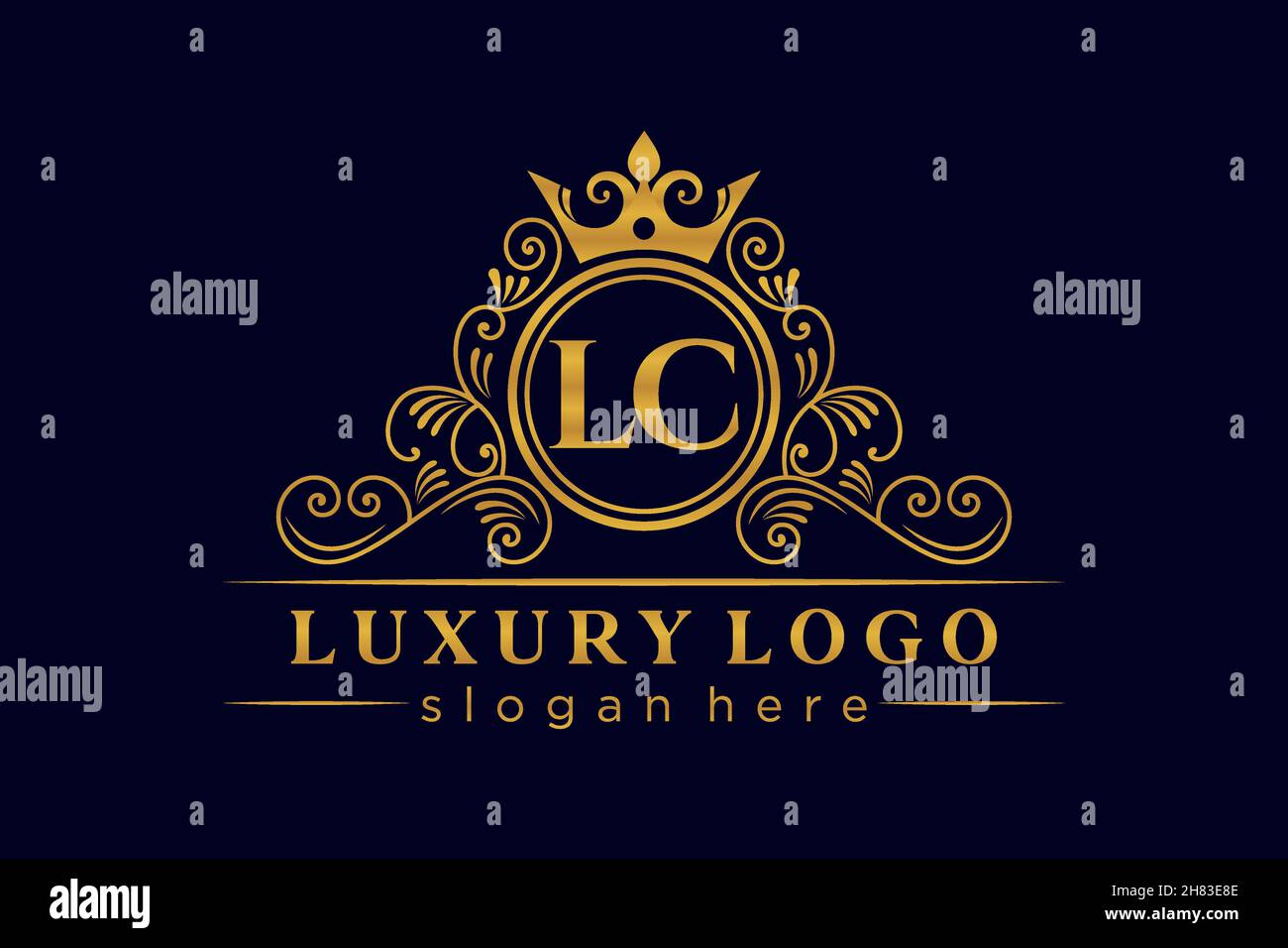 LC Initial Letter Oro calligrafico femminile floreale oraldico oraldico a mano antico stile vintage lussuoso logo design Premium Illustrazione Vettoriale