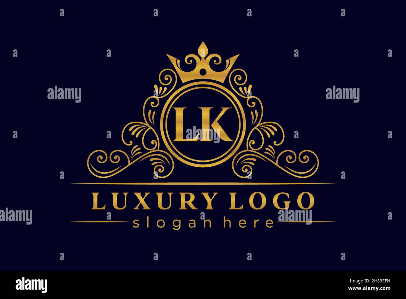 LK Initial Letter Oro calligrafico femminile floreale a mano disegnato araldico monogramma antico vintage stile lusso logo design Premium Illustrazione Vettoriale