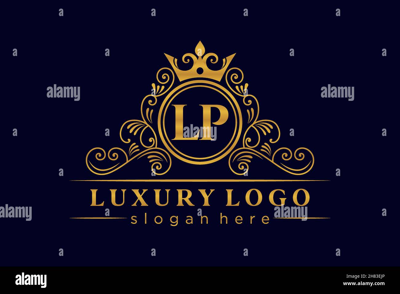 LP Initial Letter Gold calligraphic femminile floreale a mano araldica monogramma antico vintage stile lusso logo design Premium Illustrazione Vettoriale