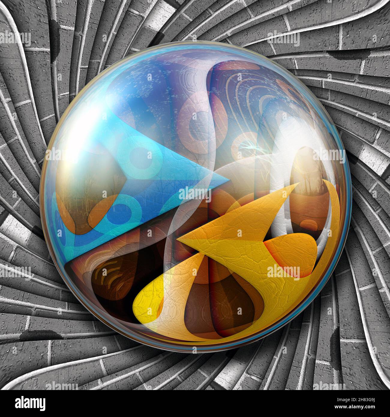 3D illustrazione di ornamento lucida sulla trama piastrella di sfondo Foto Stock