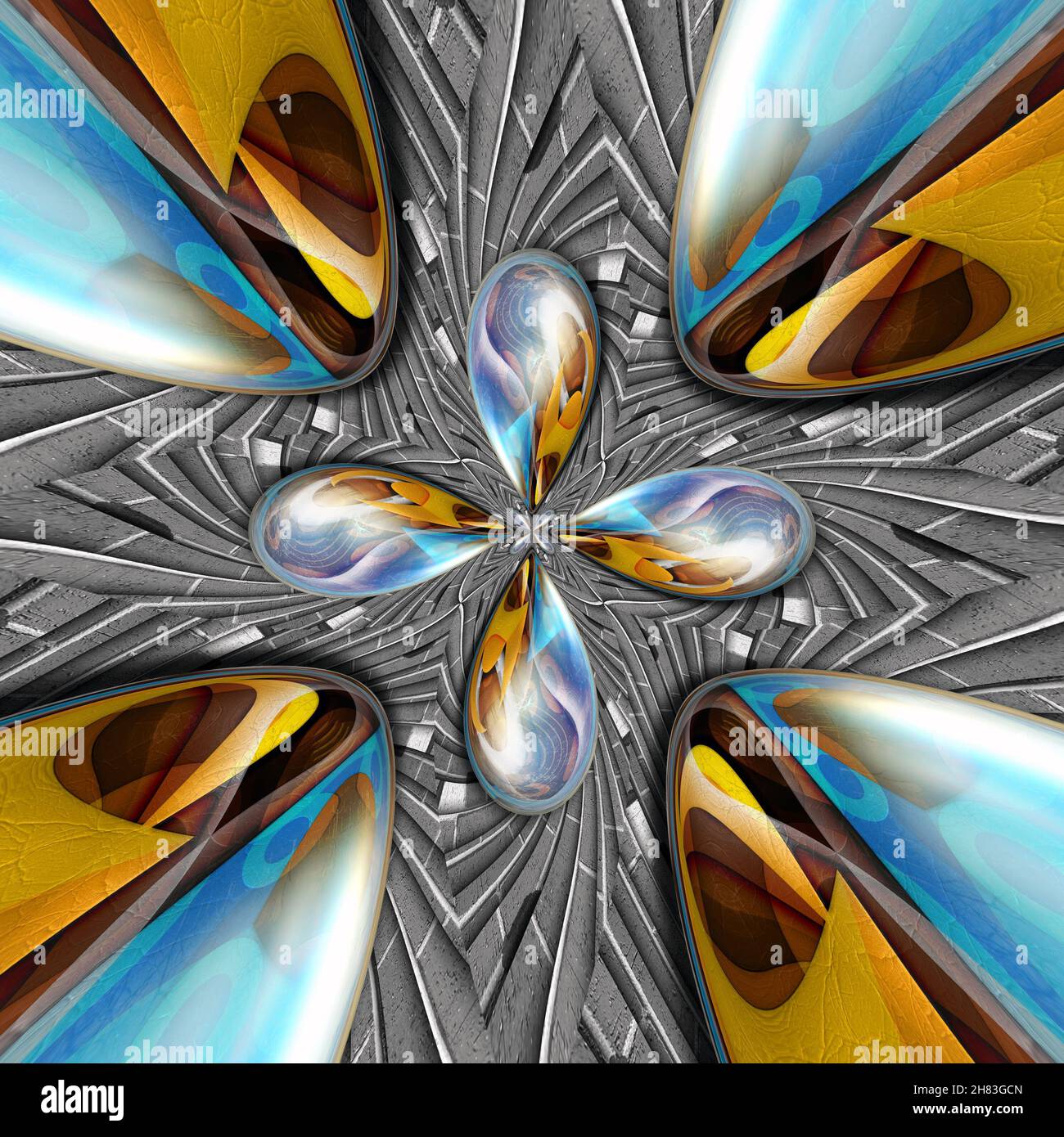 3D illustrazione di ornamento lucida sulla trama piastrella di sfondo Foto Stock