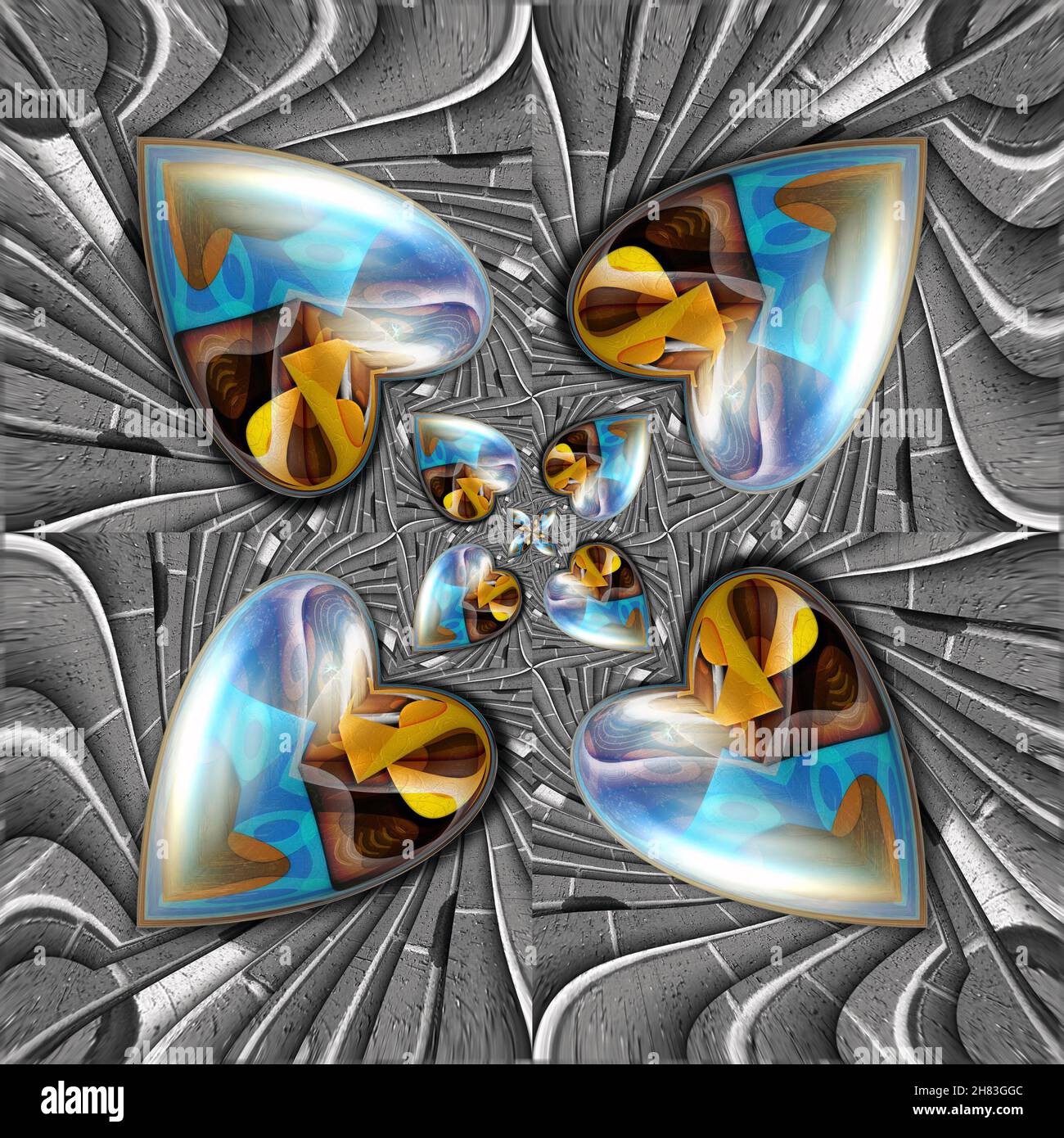 3D illustrazione di ornamento lucida sulla trama piastrella di sfondo Foto Stock