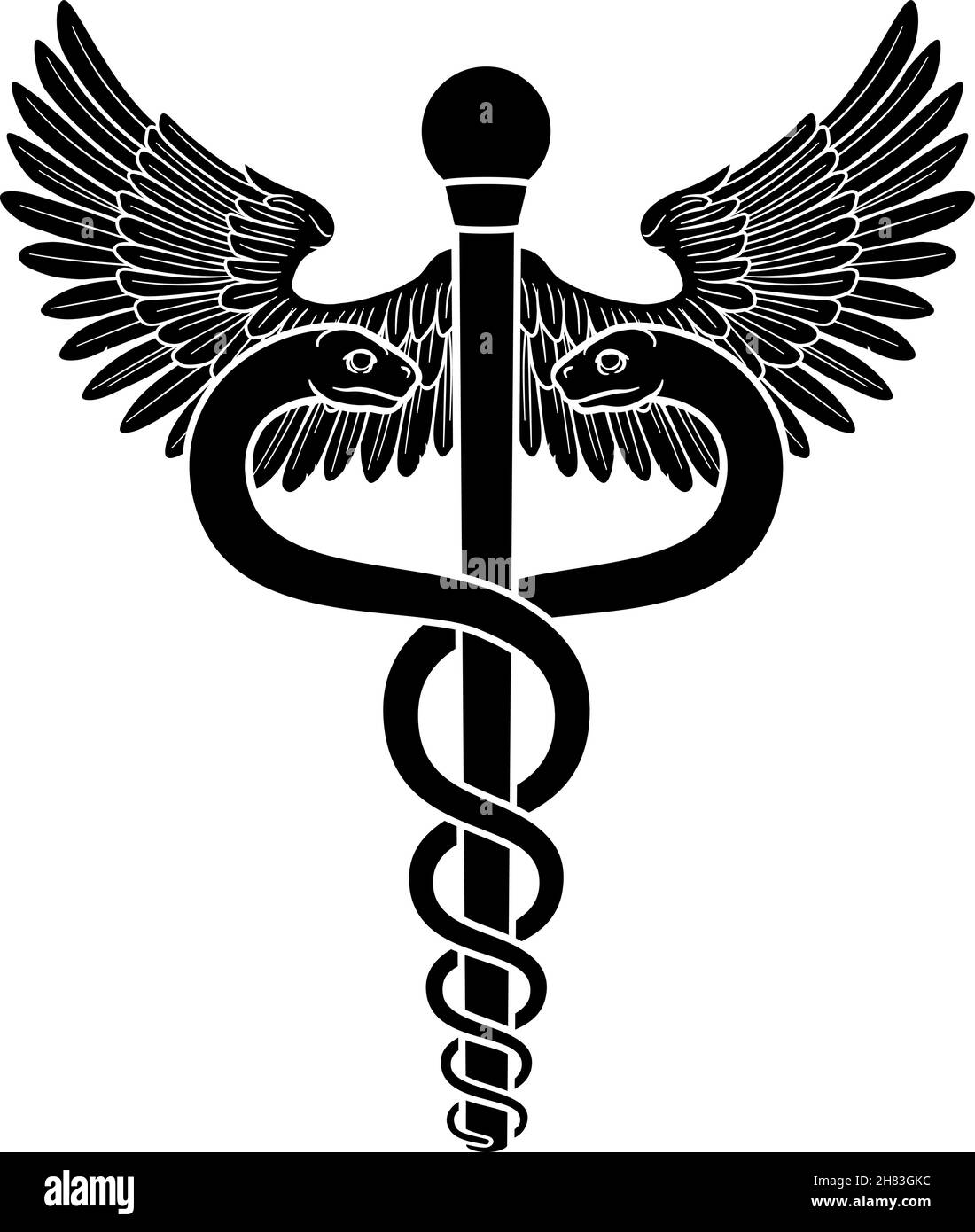 Caduceo Medico simbolo Illustrazione Vettoriale