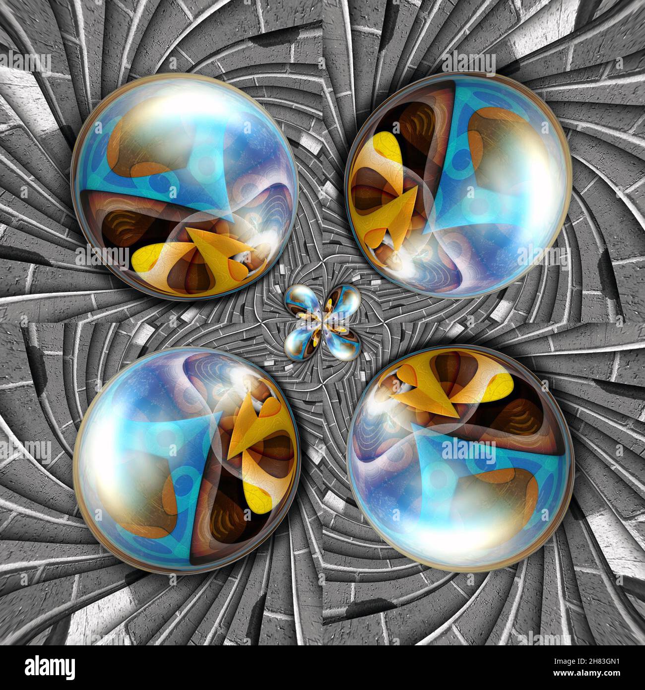 3D illustrazione di ornamento lucida sulla trama piastrella di sfondo Foto Stock