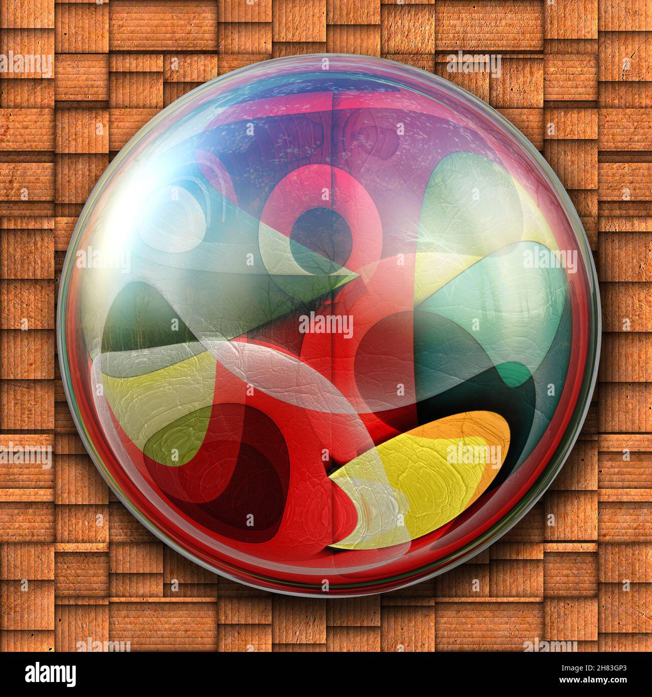 3D illustrazione di ornamento lucida sulla trama piastrella di sfondo Foto Stock