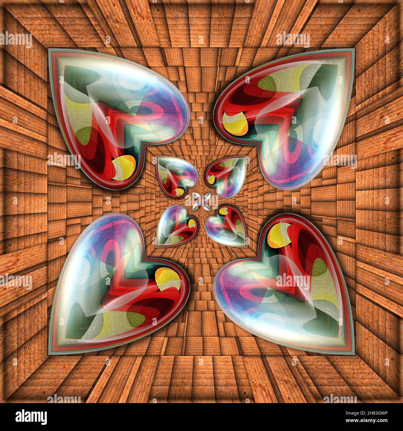 3D illustrazione di ornamento lucida sulla trama piastrella di sfondo Foto Stock