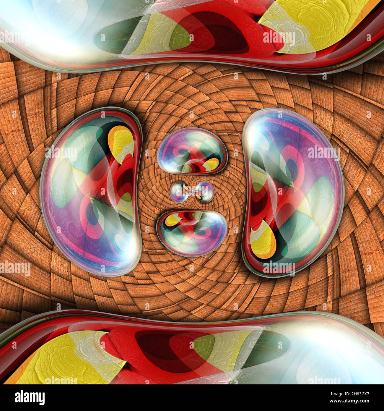 3D illustrazione di ornamento lucida sulla trama piastrella di sfondo Foto Stock