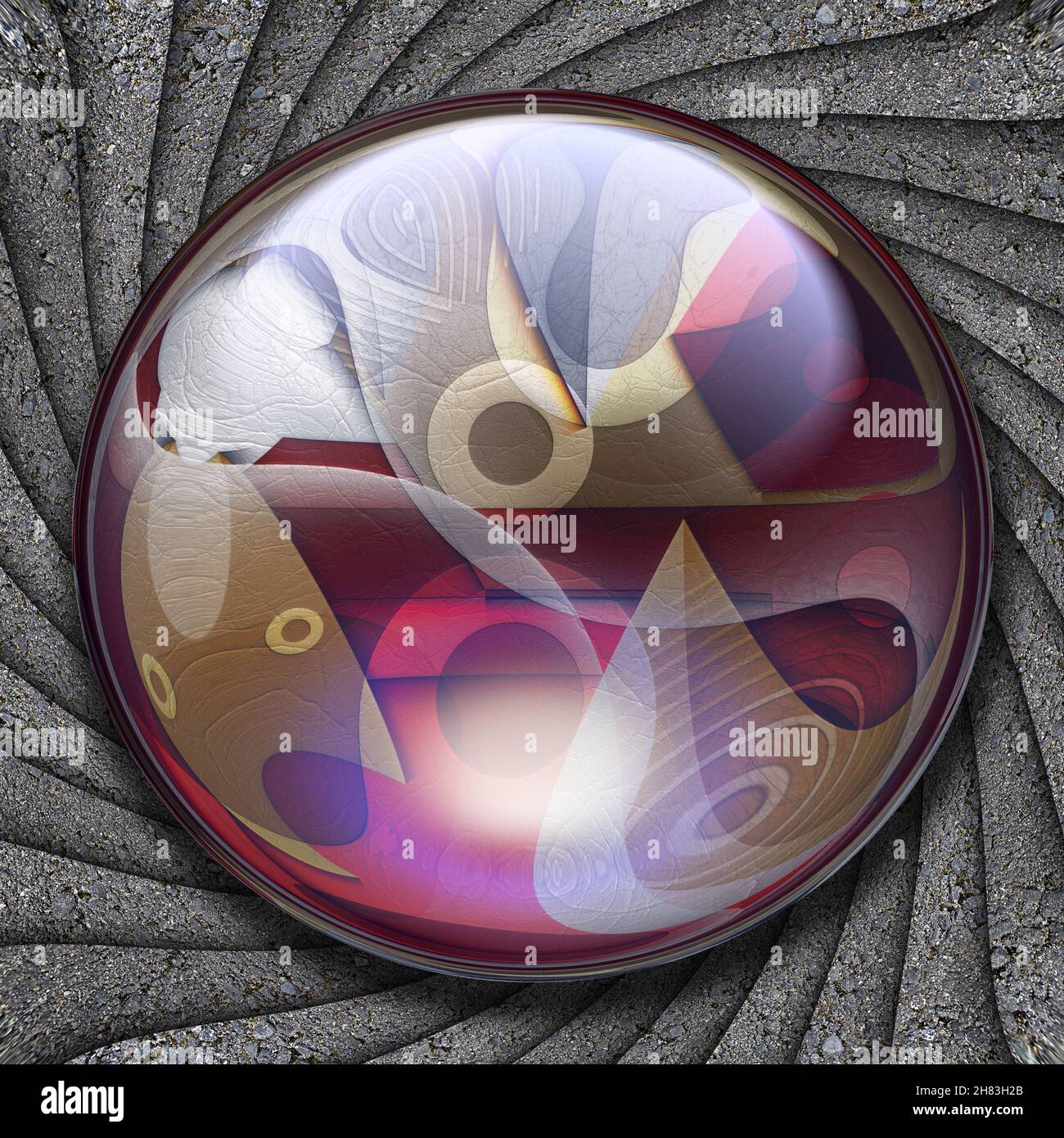 3D illustrazione di ornamento lucida sulla trama piastrella di sfondo Foto Stock