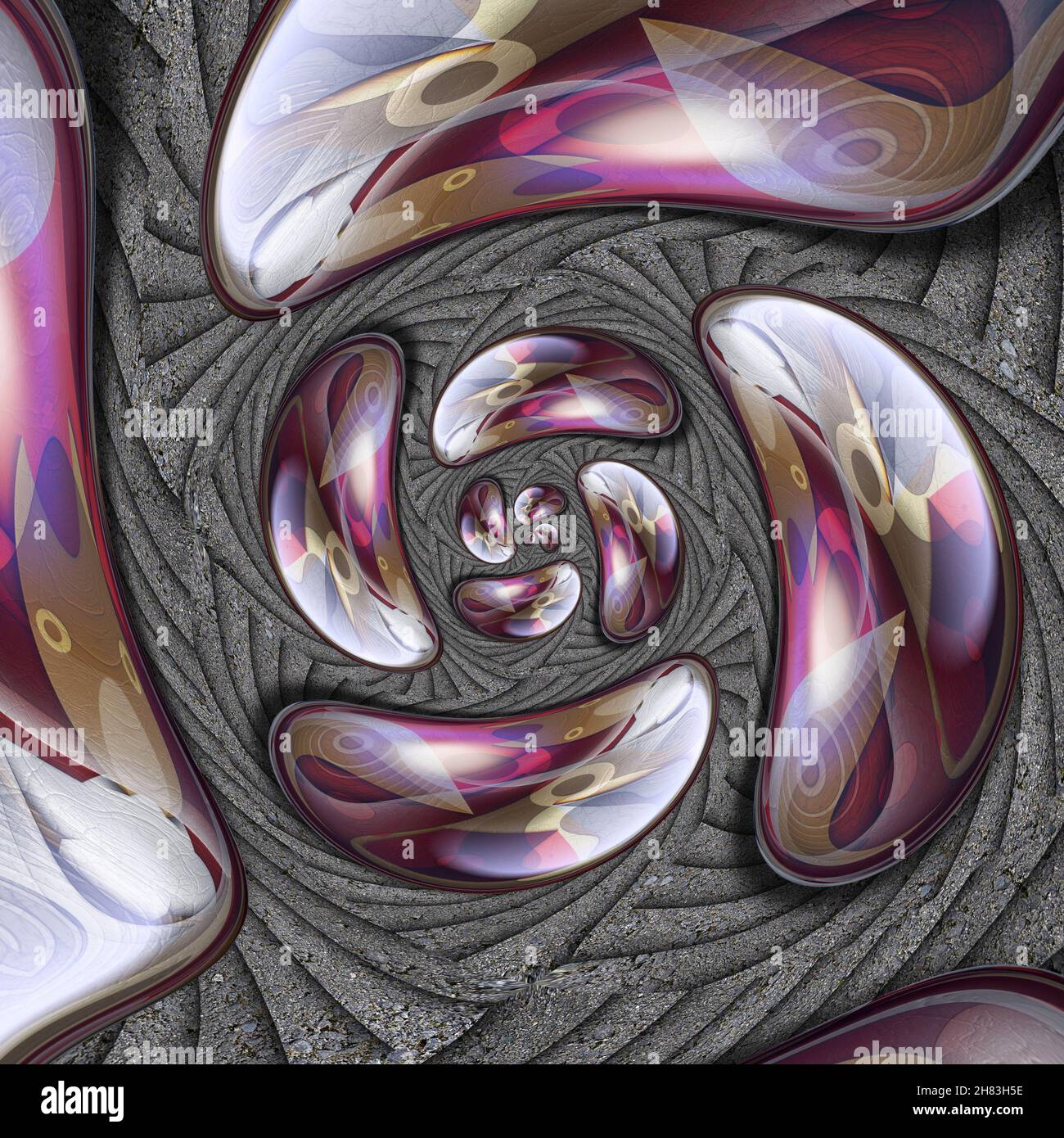 3D illustrazione di ornamento lucida sulla trama piastrella di sfondo Foto Stock