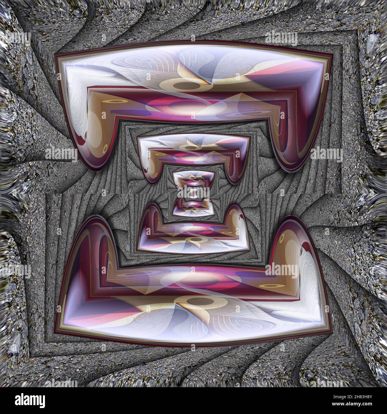 3D illustrazione di ornamento lucida sulla trama piastrella di sfondo Foto Stock