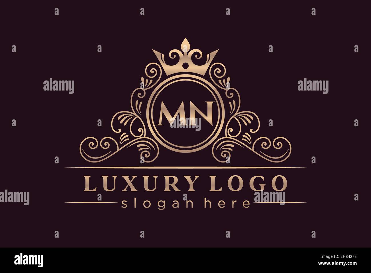 MN Initial Letter Oro calligrafica femminile floreale a mano araldica monogramma antico vintage stile lusso logo design Premium Illustrazione Vettoriale