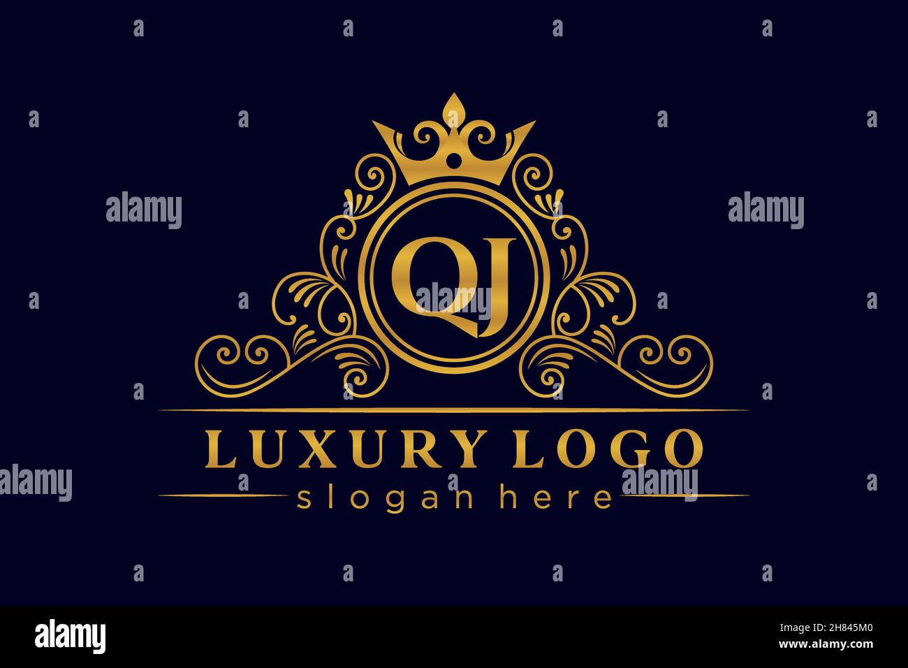 QJ Initial Letter Oro calligrafico femminile floreale a mano disegnato araldico monogramma antico vintage stile lusso logo design Premium Illustrazione Vettoriale