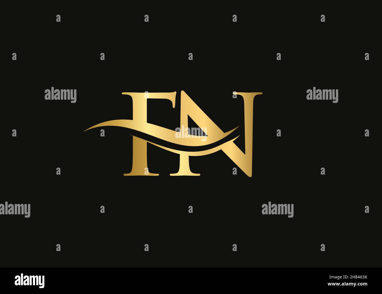 Logo con lettera FN. Logo Premium Letter FN con concetto di onda d'acqua Illustrazione Vettoriale
