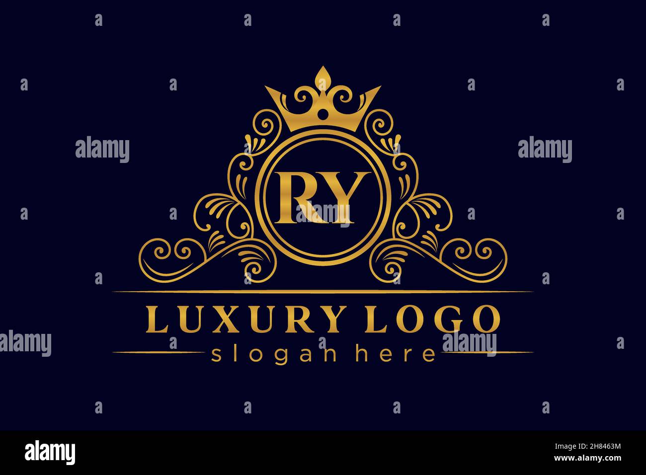 RY Initial Letter Oro calligrafico femminile floreale a mano disegnato araldico monogramma antico vintage stile lusso logo design Premium Illustrazione Vettoriale
