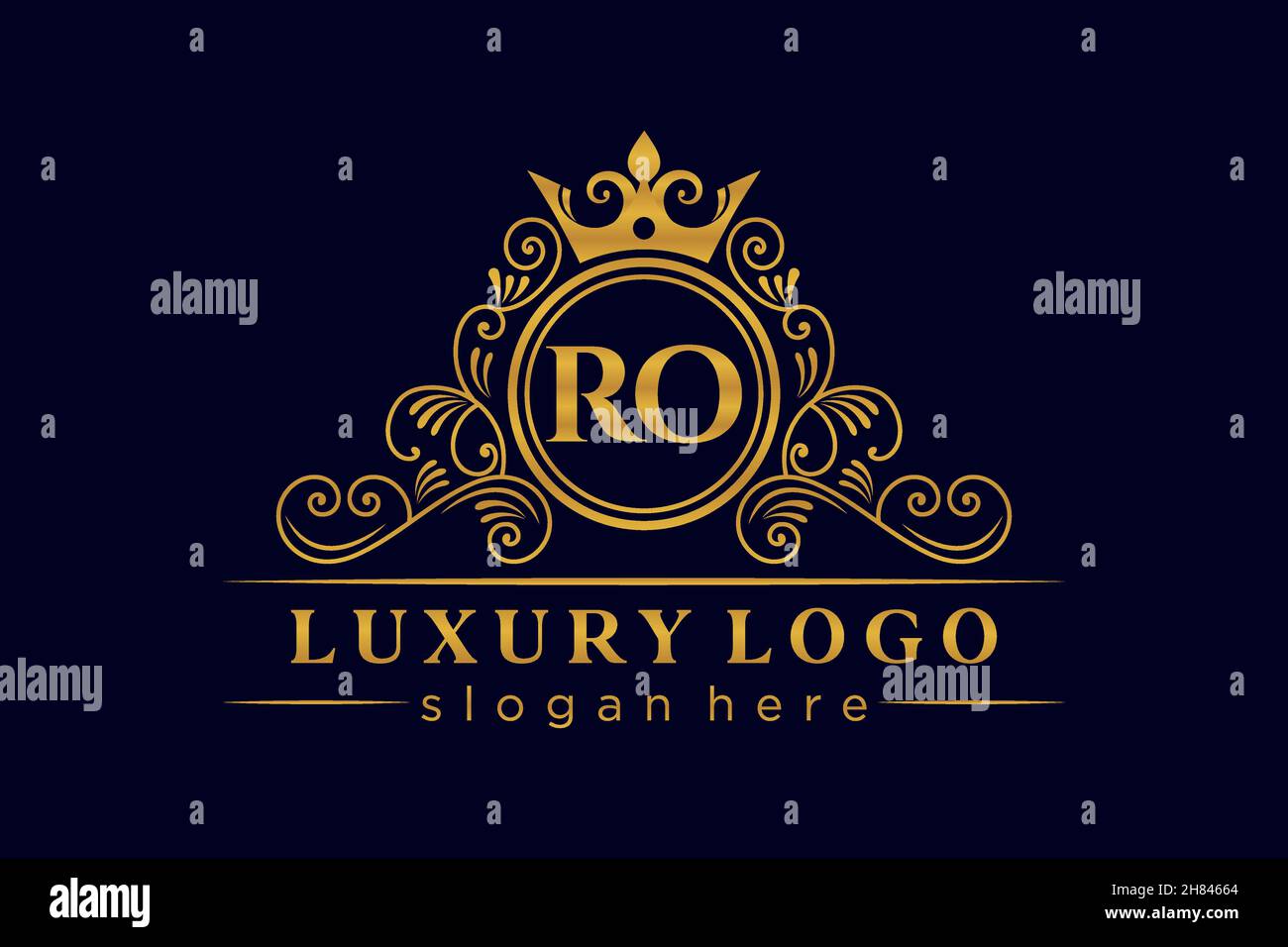RO Initial Letter Oro calligrafico femminile floreale a mano araldico monogramma antico vintage stile lusso logo design Premium Illustrazione Vettoriale