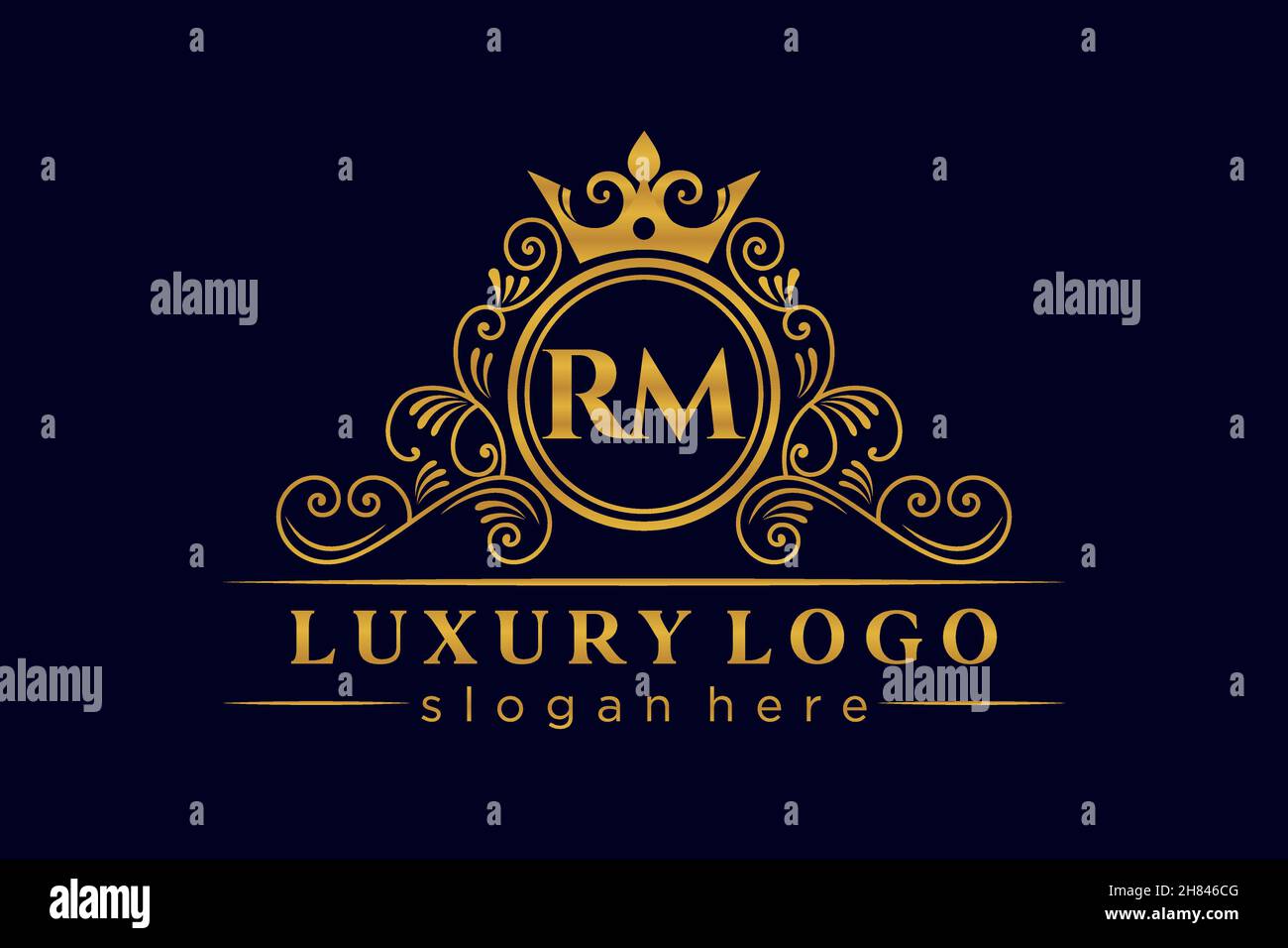 RM Initial Letter Oro calligrafico femminile floreale a mano araldico monogramma antico vintage stile lusso logo design Premium Illustrazione Vettoriale