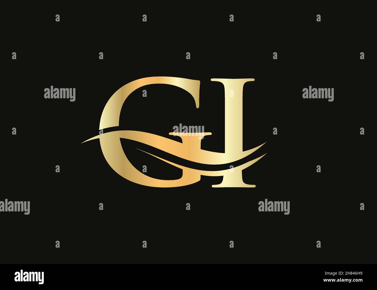 Logo GI Design per l'identità aziendale e aziendale. Lettera GI creativa con concetto di lusso Illustrazione Vettoriale