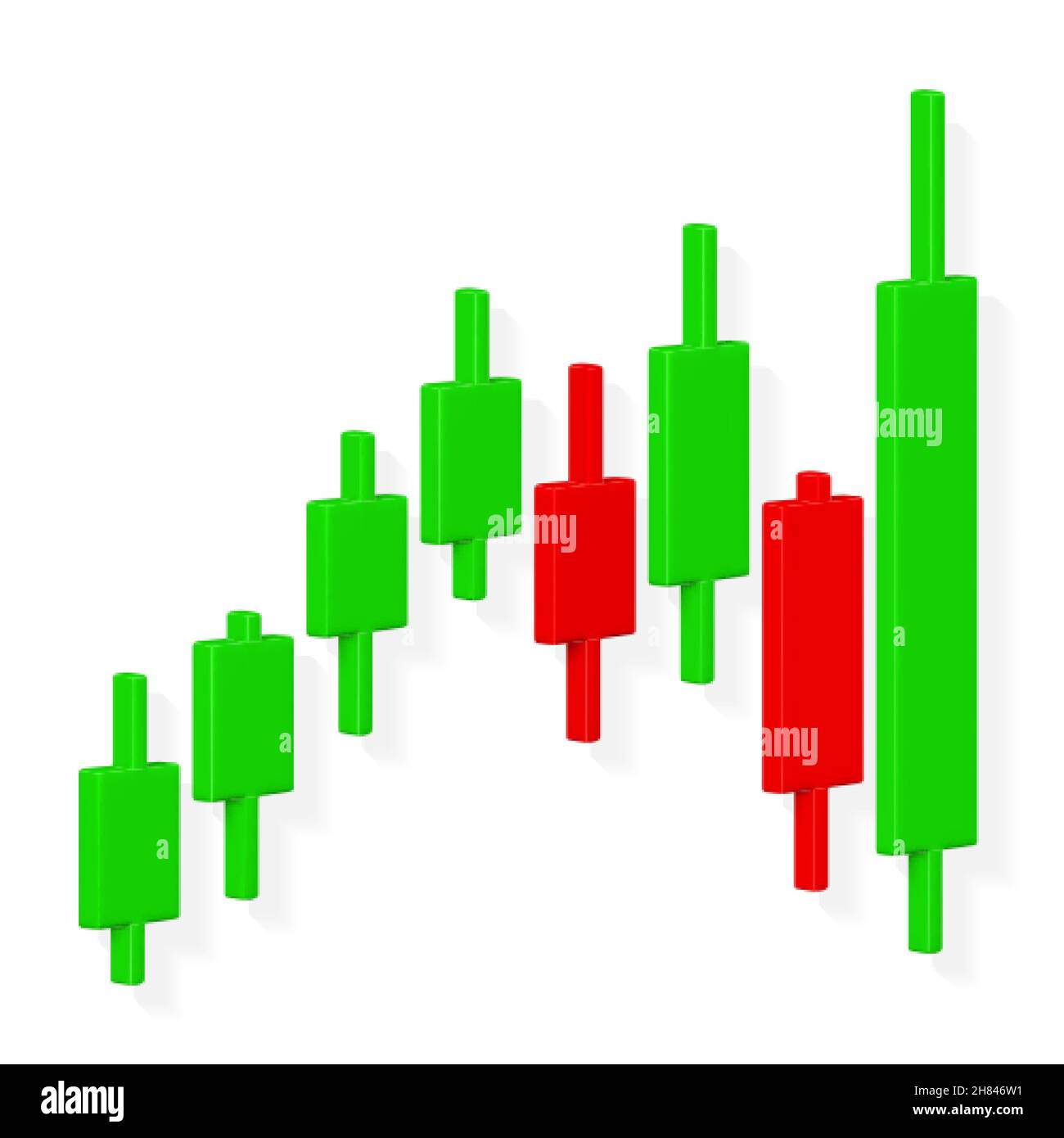 Commercio di stock. Grafico finanziario per acquistare e vendere per il concetto di mercato di borsa. Grafico del commercio con candele. Illustrazione vettoriale. Illustrazione Vettoriale