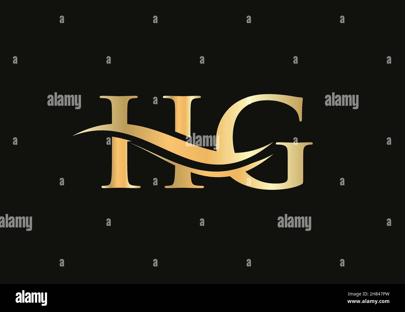 Disegno iniziale del logo HG con lettera collegata. Moderna lettera HG logo design vettore con moderno trendy Illustrazione Vettoriale